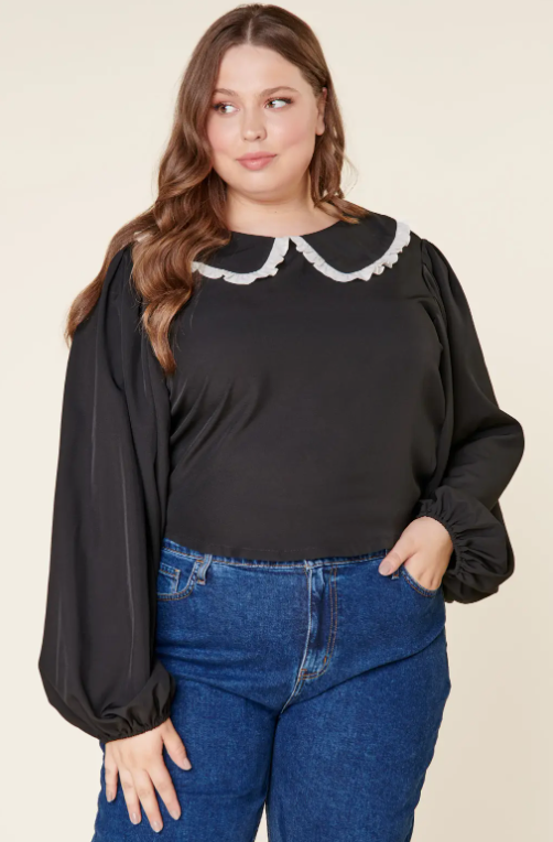 plus size peter pan collar blouse