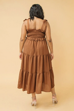 Load image into Gallery viewer, Midi Dress with Shoulder Tie - Cognac
